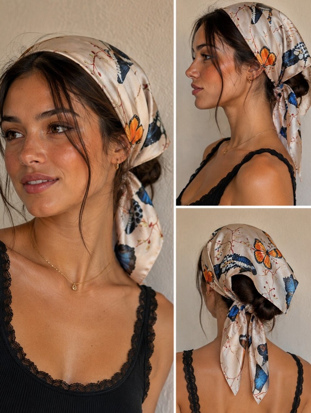 Kitsch Elastic Head Scarf Bonnet Wrap - Bedtime Satin Silk Bandana Cap